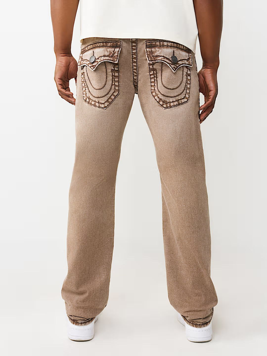 True Religion Brown Solid Straight Fit Stretchable Super T Ricky Jeans