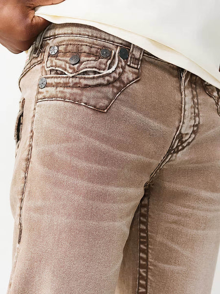True Religion Brown Solid Straight Fit Stretchable Super T Ricky Jeans