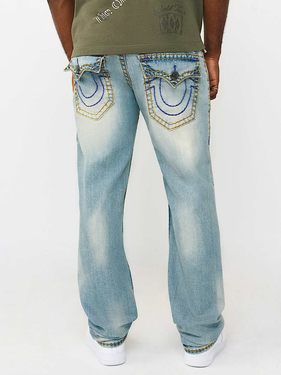 Men blue ricky super t straight fit mid rise jeans