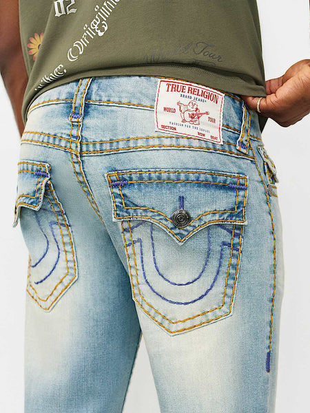 True Religion Men Blue Ricky Super T Straight Fit Mid Rise Jeans
