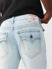 True Religion Men Blue Solid Straight Fit SN Ricky Jeans