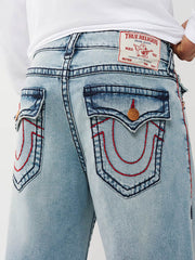 TRUE RELIGION Men Light Blue Vinny Super T Relaxed Fit Jeans