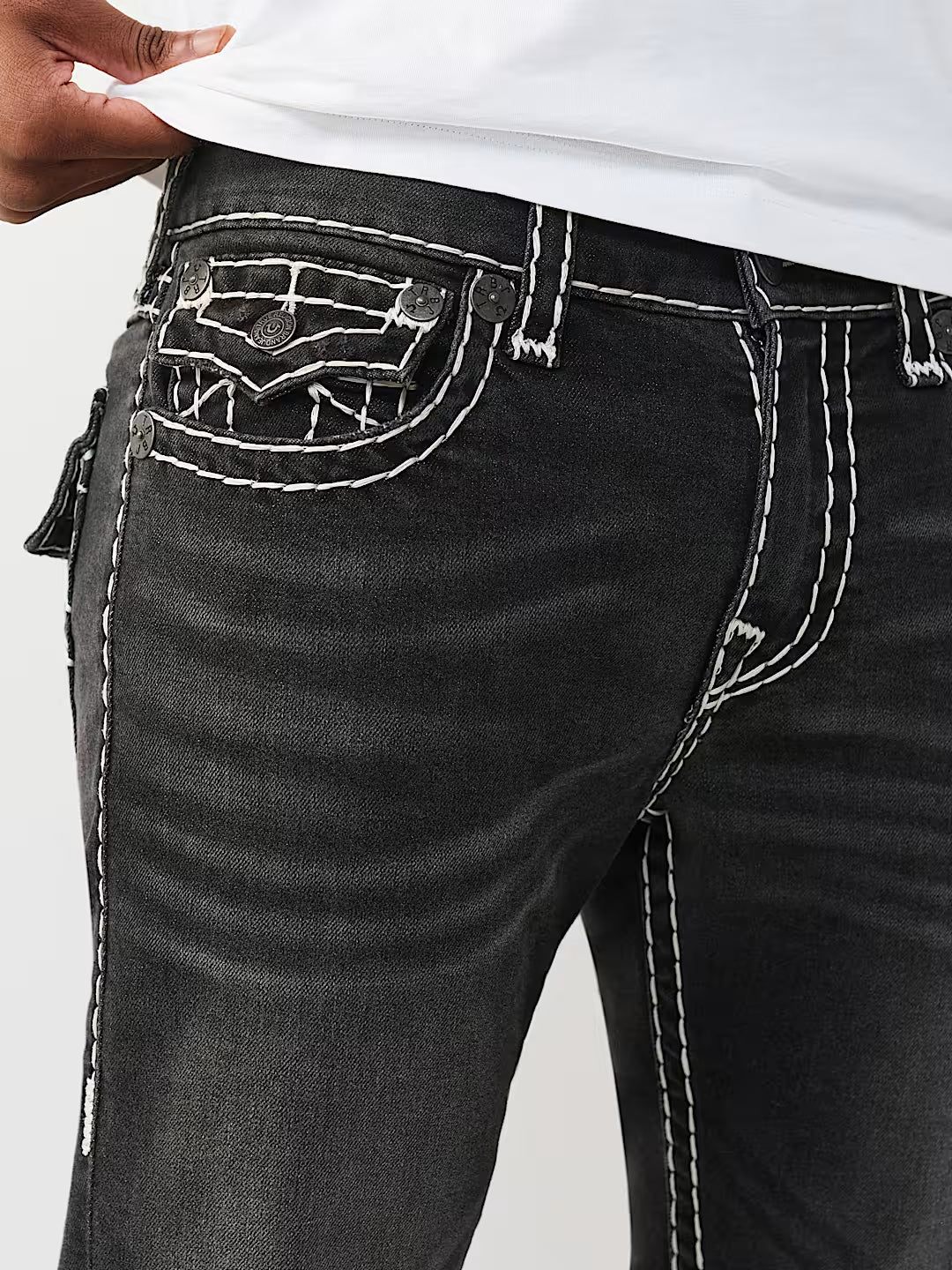 TRUE RELIGION Men Black Rocco Super T Slim Fit Jeans