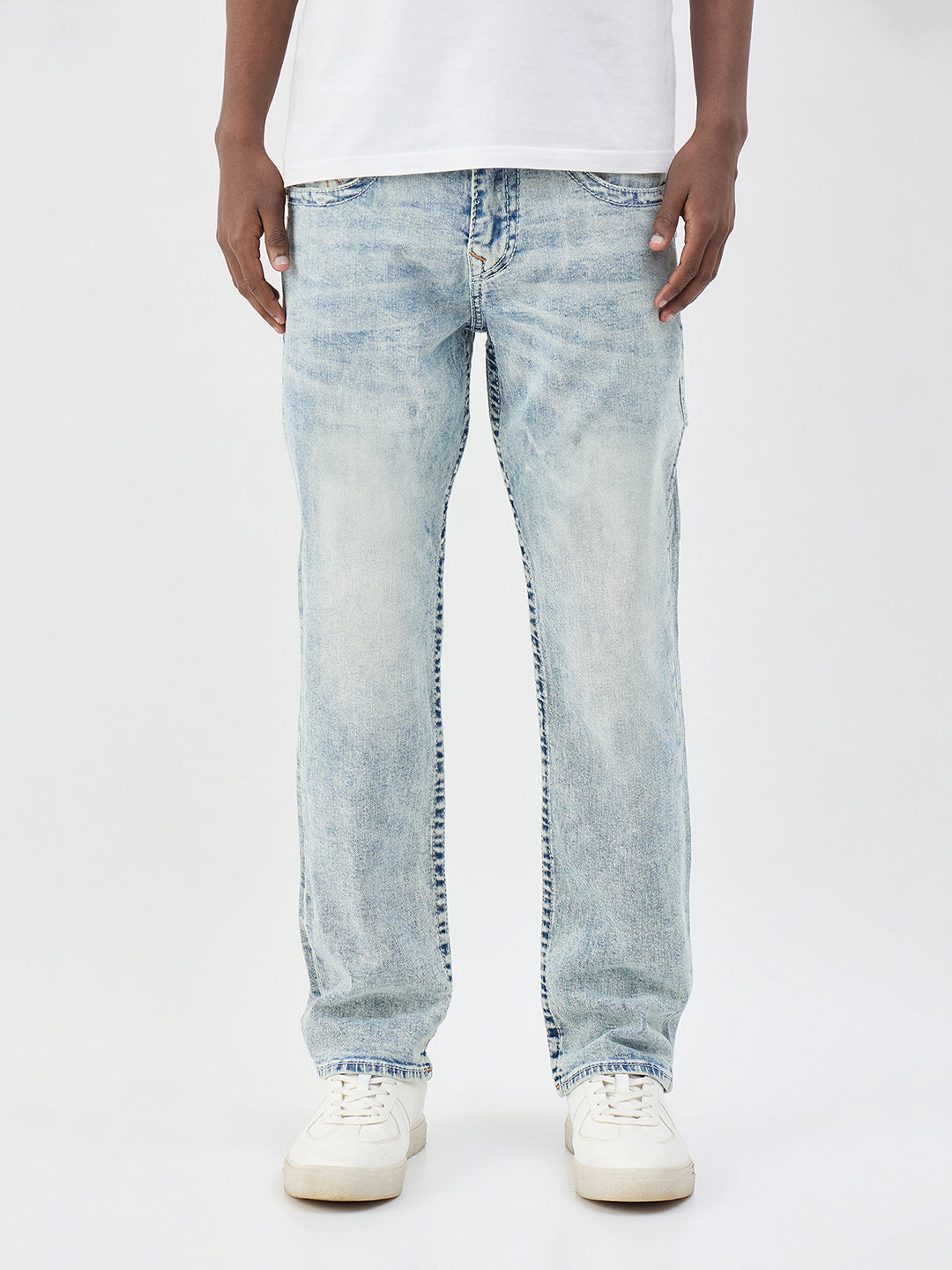 Men blue big t straight fit jeans