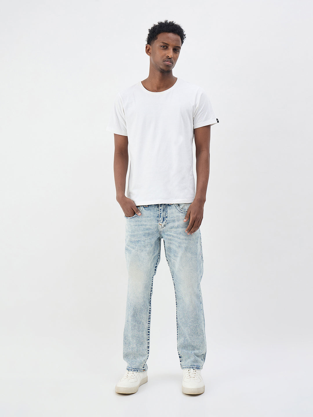 Men blue big t straight fit jeans