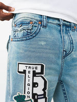 TRUE RELIGION Men Blue Vinny Big T Embroidered Relaxed Fit Jeans
