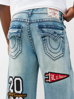 TRUE RELIGION Men Blue Vinny Big T Embroidered Relaxed Fit Jeans