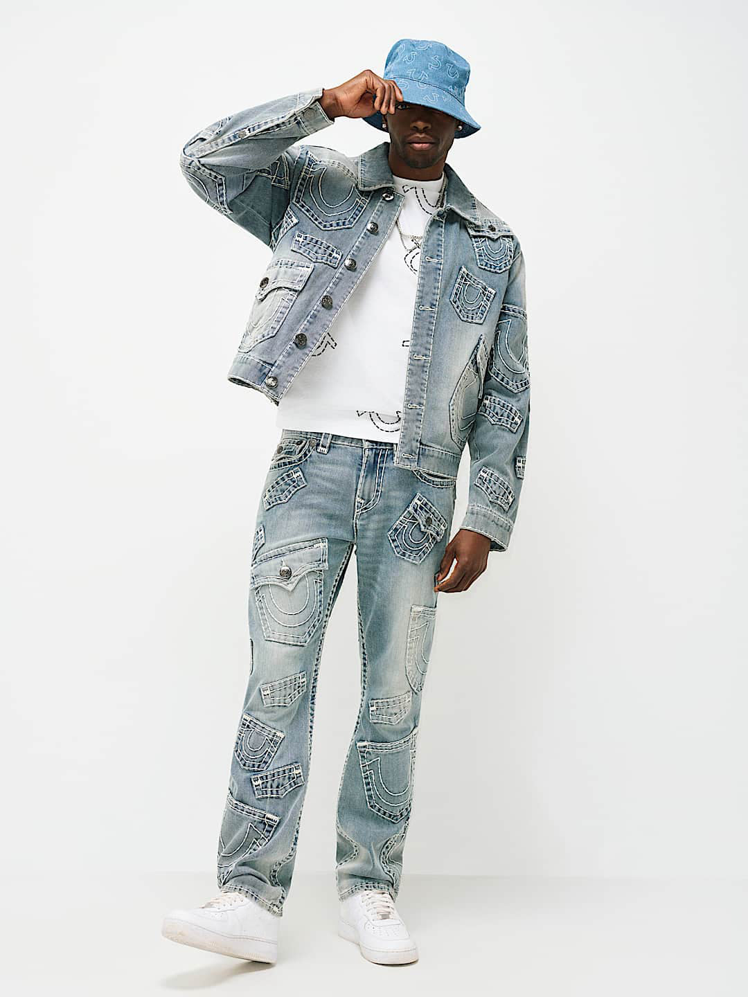 True Religion Men Blue Ricky Super T Straight Fit Jeans