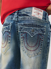 True Religion Men Blue Solid Baggy Big T Bobby Jeans