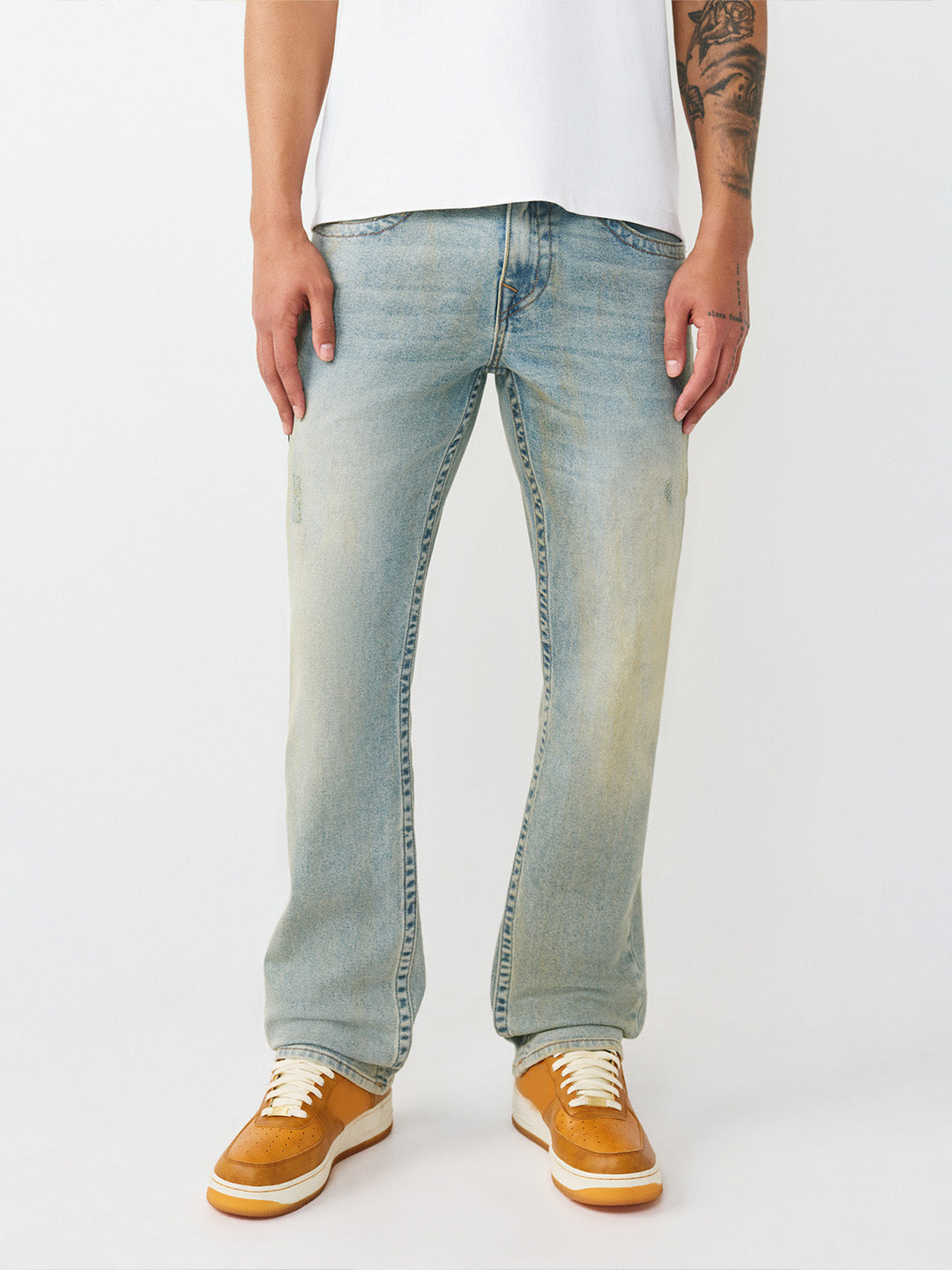 True Religion Men Blue Solid Straight Fit SN Ricky Jeans