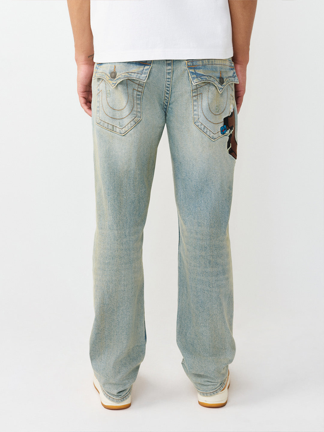 True Religion Men Blue Solid Straight Fit SN Ricky Jeans