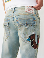 True Religion Men Blue Solid Straight Fit SN Ricky Jeans