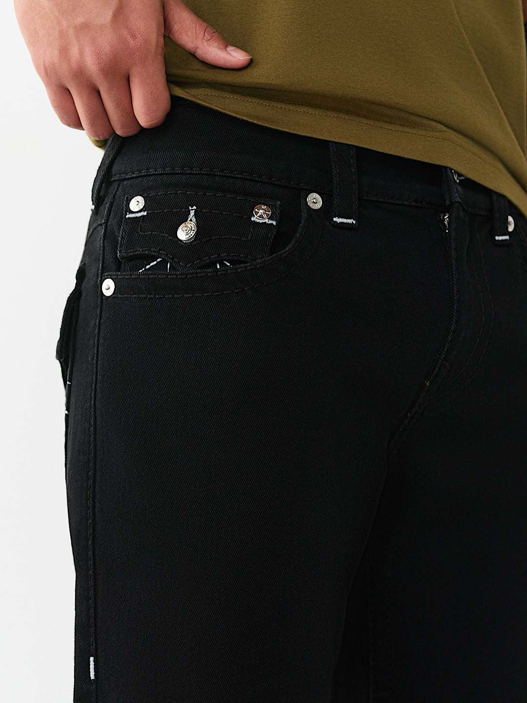 True Religion Men Black Billy Big T Mid Rise Bootcut Fit Jeans