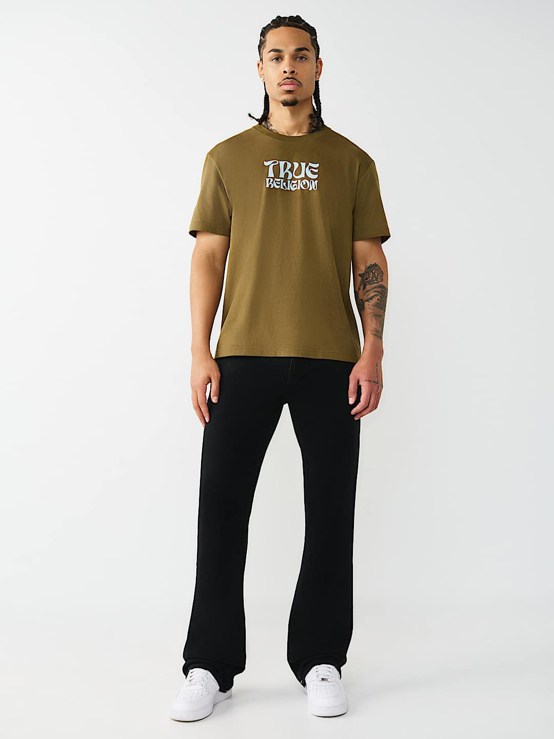 True Religion Men Black Billy Big T Mid Rise Bootcut Fit Jeans