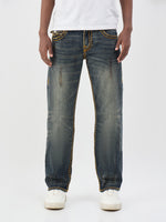 True Religion Men Dark Super T Blue Straight Fit Jeans