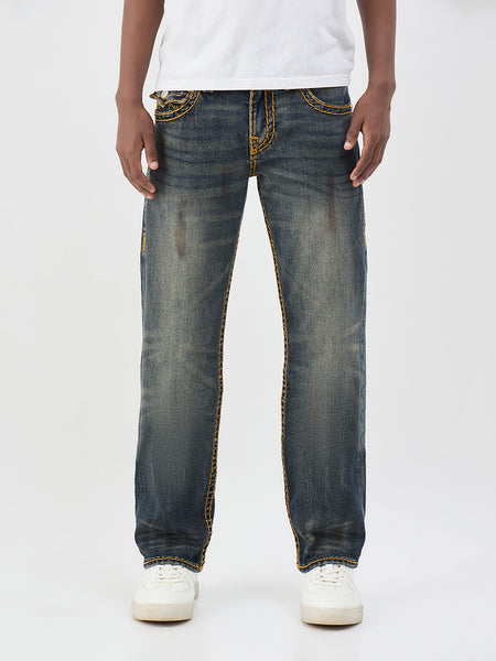True Religion Men Dark Super T Blue Straight Fit Jeans