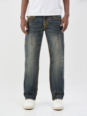 True Religion Men Dark Super T Blue Straight Fit Jeans