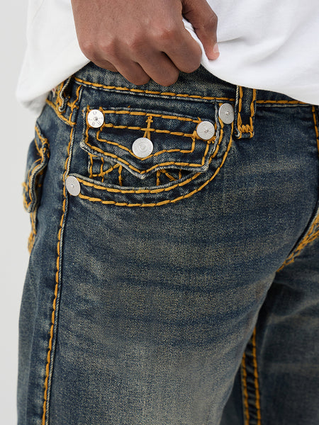 True Religion Men Dark Super T Blue Straight Fit Jeans