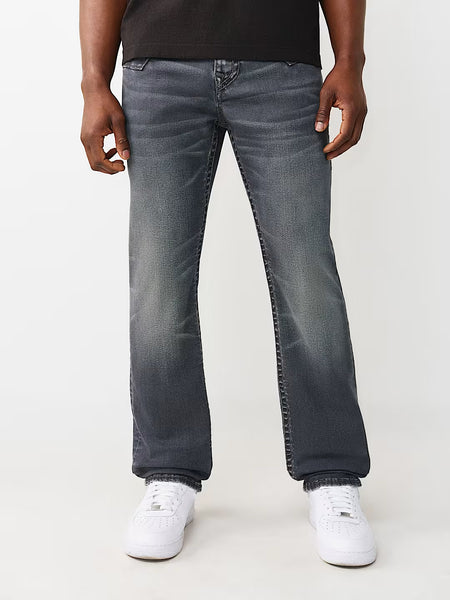 True Religion Black Solid Straight Fit Stretchable Super T Ricky Jeans