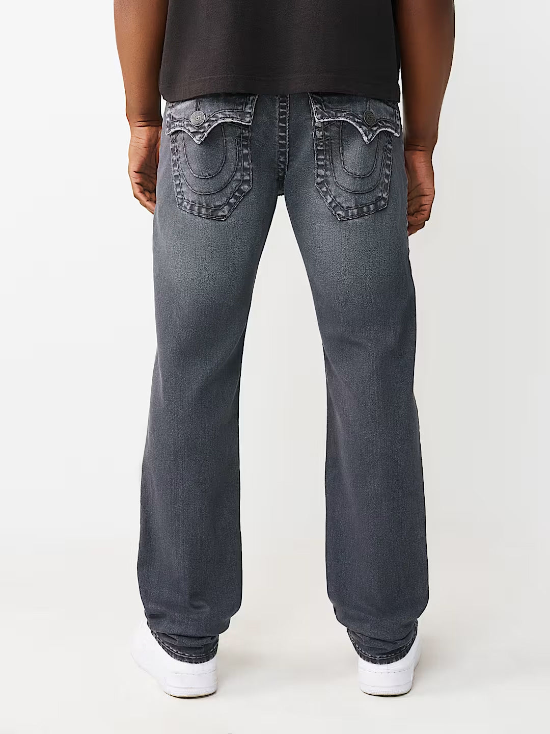 True Religion Black Solid Straight Fit Stretchable Super T Ricky Jeans