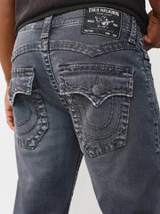 True Religion Black Solid Straight Fit Stretchable Super T Ricky Jeans
