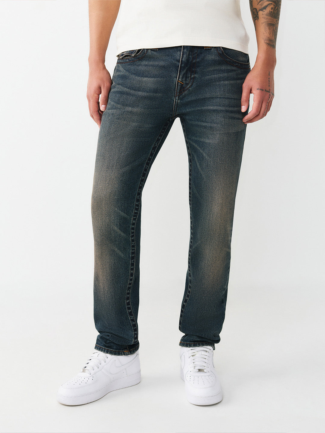 True Religion Men Blue Solid Skinny Fit SN Rocco Jeans