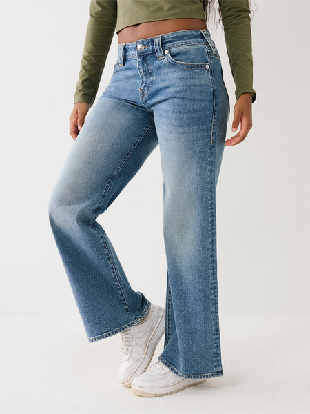 True Religion Women Blue Solid Wide Leg Fit Stretchable SN Bobby Jeans
