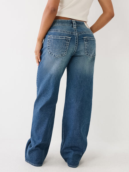 True Religion Women Blue Solid Wide Leg Fit Stretchable SN Bobby Jeans
