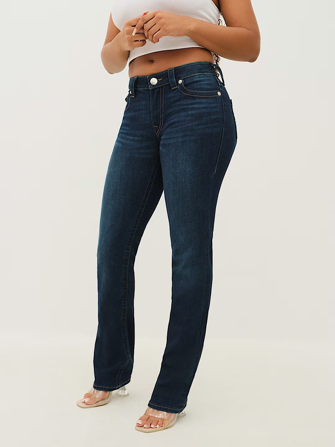 TRUE RELIGION Women Navy Billie SN Straight Fit Jeans