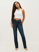 TRUE RELIGION Women Navy Billie SN Straight Fit Jeans
