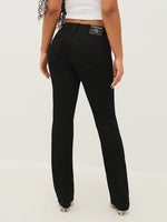 TRUE RELIGION Women Black Billie SN Straight Fit Jeans