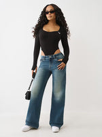 TRUE RELIGION Women Black Skinny Fit Bodysuit