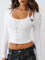TRUE RELIGION Women White Skinny Fit Tank Top