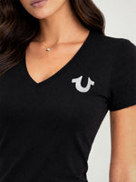 True Religion Women Black Printed Slim Fit T-Shirt