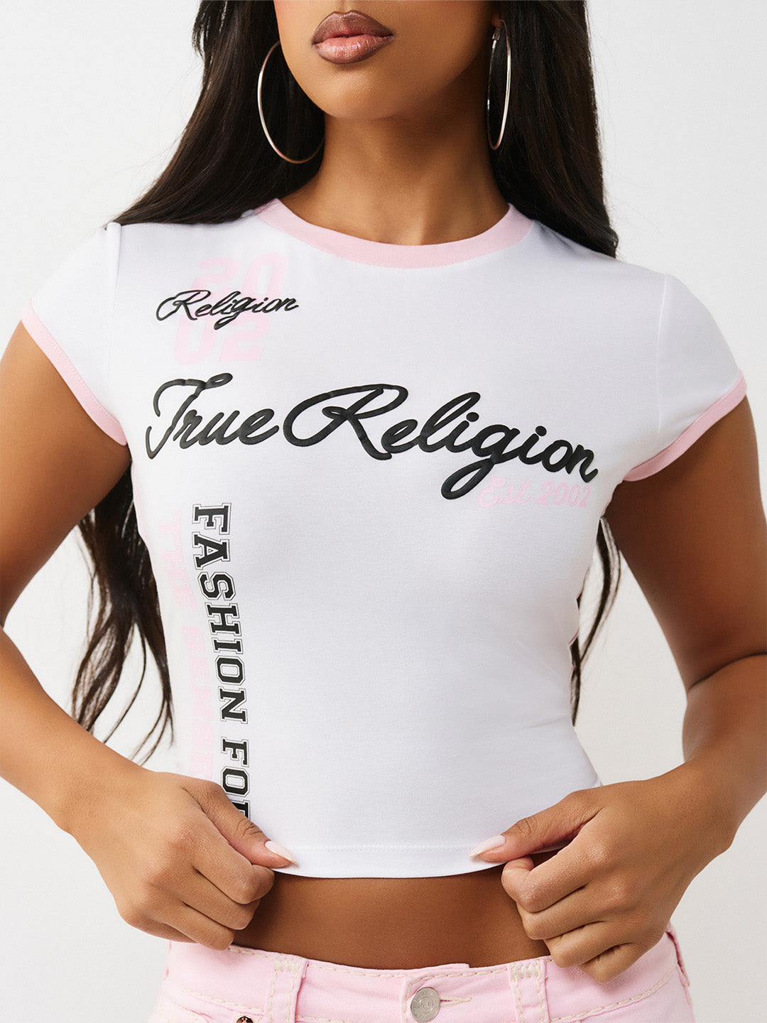 True Religion Women White Printed Regular Fit T-Shirt