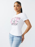 True Religion Women White Printed Regular Fit T-Shirt