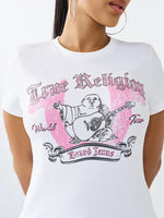 True Religion Women White Printed Regular Fit T-Shirt