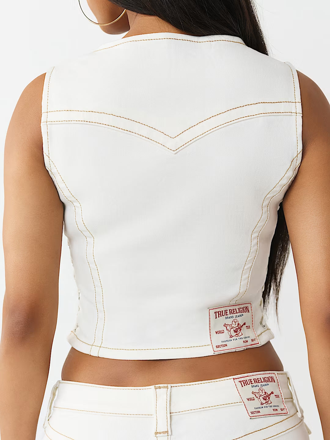 True Religion Women White Solid Regular Fit Top