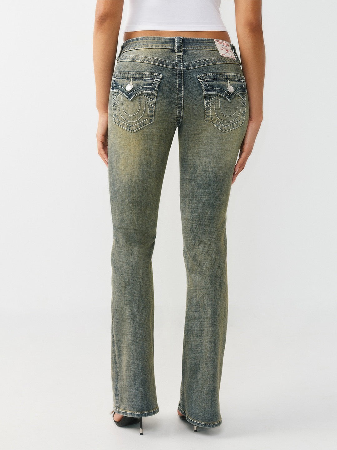 True Religion Women Blue Solid Bootcut Stretchable Big T Becca Jeans