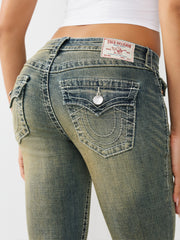 True Religion Women Blue Solid Bootcut Stretchable Big T Becca Jeans