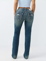 True Religion Women Blue Solid Straight Fit Stretchable Super T Billie Jeans