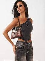 True Religion Women Brown Solid Skinny Fit Top