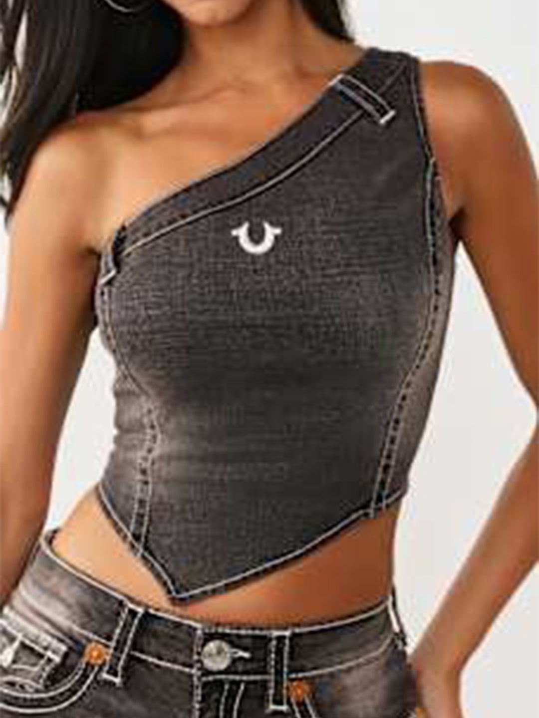 True Religion Women Brown Solid Skinny Fit Top