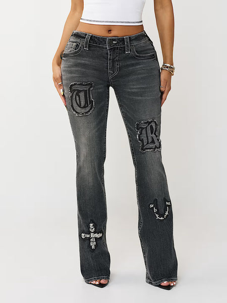True Religion Women Black Solid Bootcut Stretchable Becca Jeans