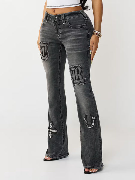 True Religion Women Black Solid Bootcut Stretchable Becca Jeans