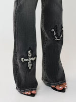 True Religion Women Black Solid Bootcut Stretchable Becca Jeans