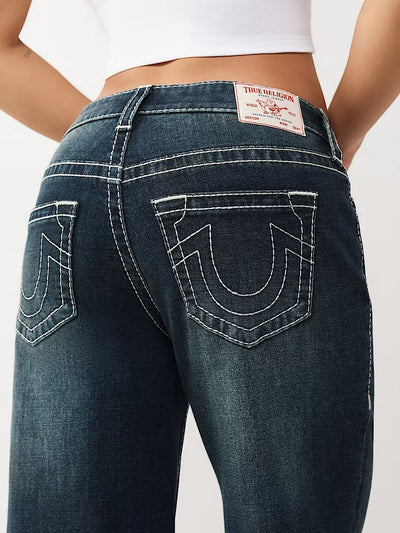 True Religion Women Dark Blue Embroidered Baggy Stretchable Big T Bobbi Jeans