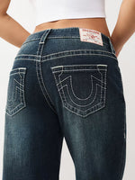 TRUE RELIGION Women Blue Bobby Big T Embroidered Jeans