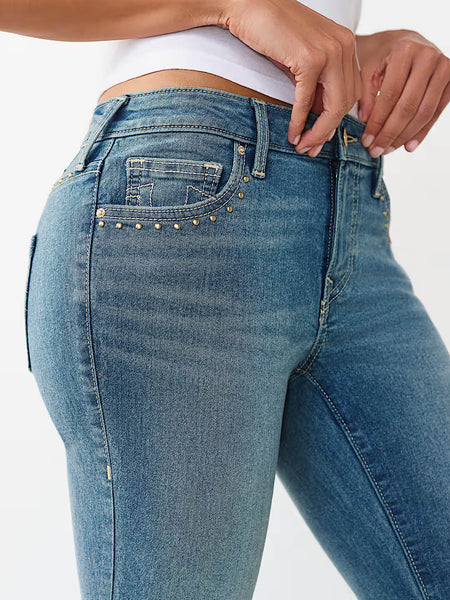 True Religion Women Blue Solid Bootcut Stretchable SN Becca Jeans