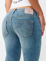 True Religion Women Blue Solid Bootcut Stretchable SN Becca Jeans